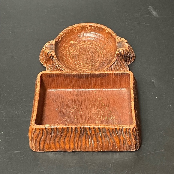 Syroco Wood Ashtray Cigarette Holder Hunting Vintage Retro - Picture 4 of 4